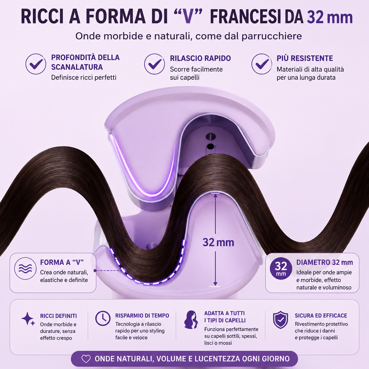Arricciacapelli 32mm Onde Profonde